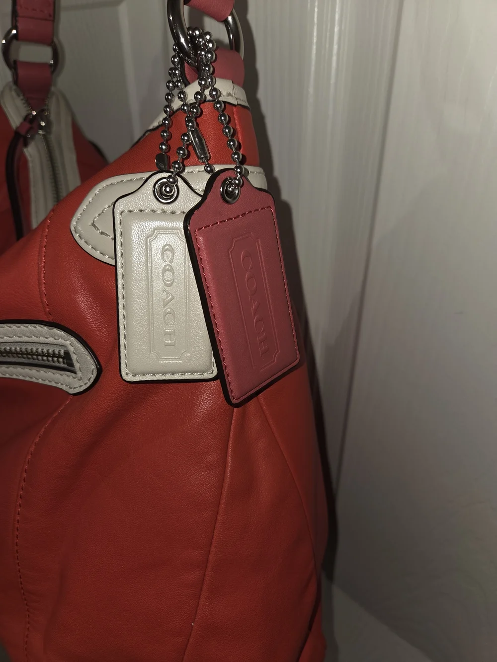 Coach Coral Leather Shoulder Hobo with Cream Accent - Picture 6 of 12
